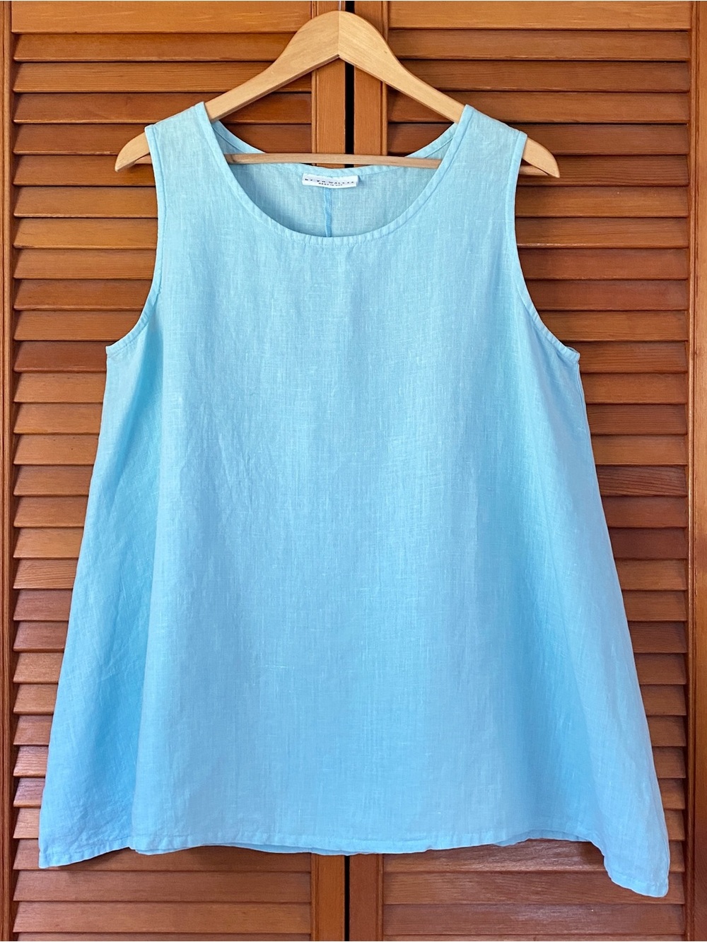 Bryn Walker Tank Top Women's Size Medium 100% Linen Sleeveless Blue Swing Flared
